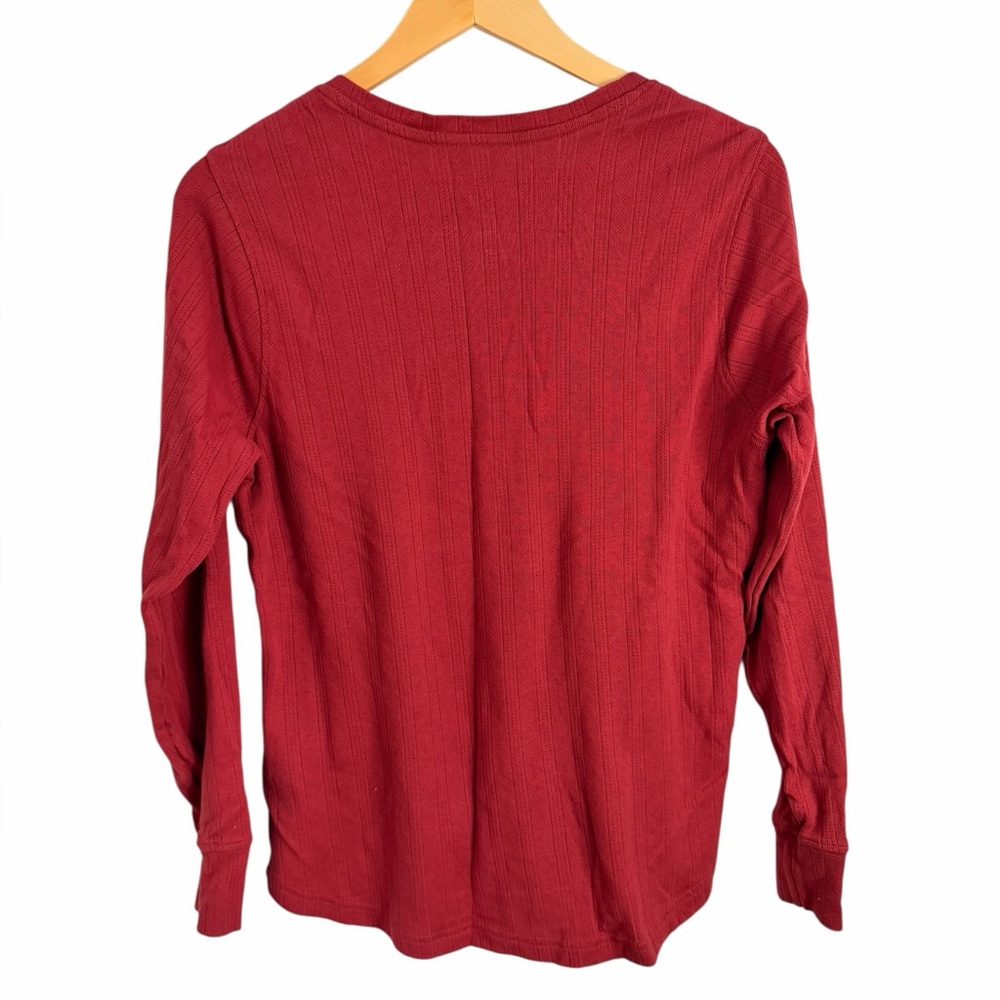 Ariat Women's Pointelle Earth Red Long Sleeve Henley Top Lace Women’s Sz Large - Picture 4 of 12